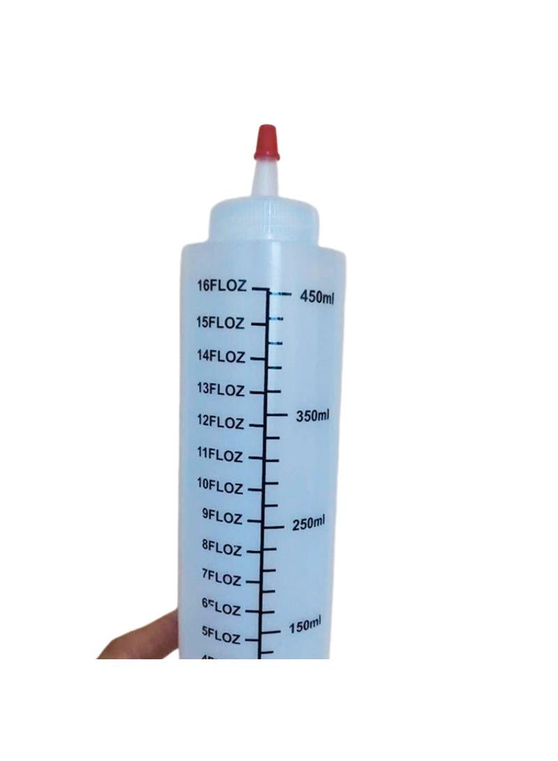 Condiment Squeeze Bottles, 12 Pack 450 ML Plastic Bottles With Red Tip Cap Tie Dye Empty Paint Bottle White  - Image 4