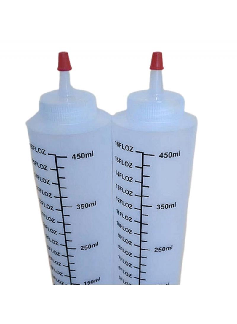 Condiment Squeeze Bottles, 12 Pack 450 ML Plastic Bottles With Red Tip Cap Tie Dye Empty Paint Bottle White  - Image 5