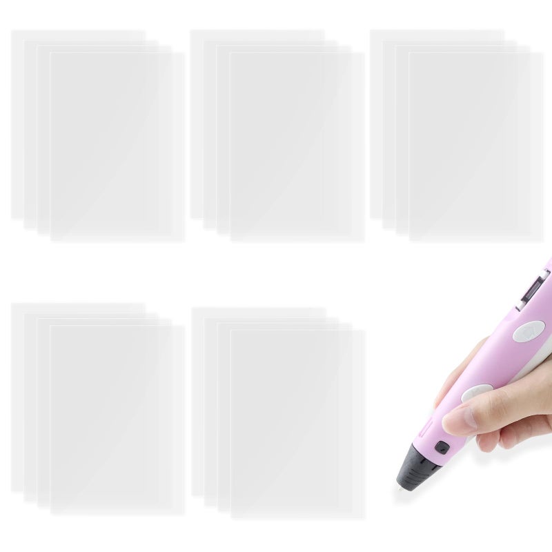 CKMOREL 20Pcs 3D Pen Mat - Transparent Tracing Board for 3D Printing Pens, 7.87" x 5.7" 3D Pen Mat Clear, Heat-Resistant, Smooth Non-Stick Reusable Surface for 3D Art - Image 1