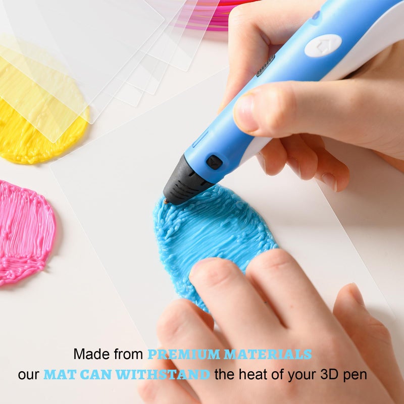 CKMOREL 20Pcs 3D Pen Mat - Transparent Tracing Board for 3D Printing Pens, 7.87" x 5.7" 3D Pen Mat Clear, Heat-Resistant, Smooth Non-Stick Reusable Surface for 3D Art - Image 3