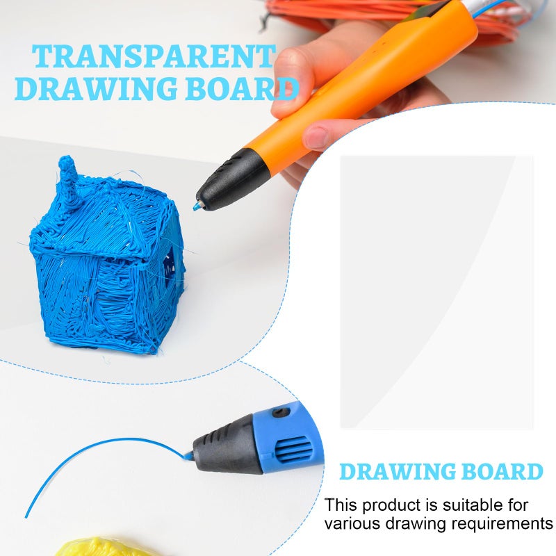 CKMOREL 20Pcs 3D Pen Mat - Transparent Tracing Board for 3D Printing Pens, 7.87" x 5.7" 3D Pen Mat Clear, Heat-Resistant, Smooth Non-Stick Reusable Surface for 3D Art - Image 5