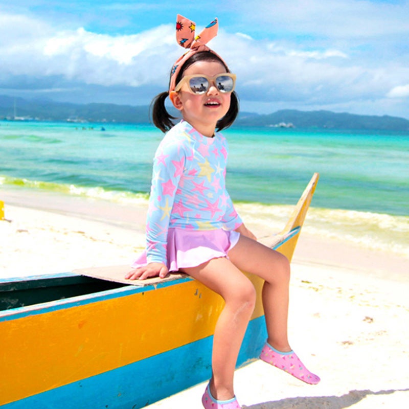 Generic Childrens Swimwear Girls Split Princess Dress Style Cute Korean Style Swimwear INS Baby Girl Student Hot Spring Swimming 777 Pink Skirt Starfish (Boxer Culottes)