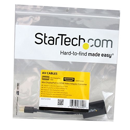 StarTech.com Mini DisplayPort To HDMI Adapter - 1080p - Mini DP To HDMI Monitor/Display/TV - Passive mDP 1.2 to HDMI Adapter Dongle Video Converter - Upgraded Version Is MDP2HDEC (MDP2HDMI),Black - Image 4