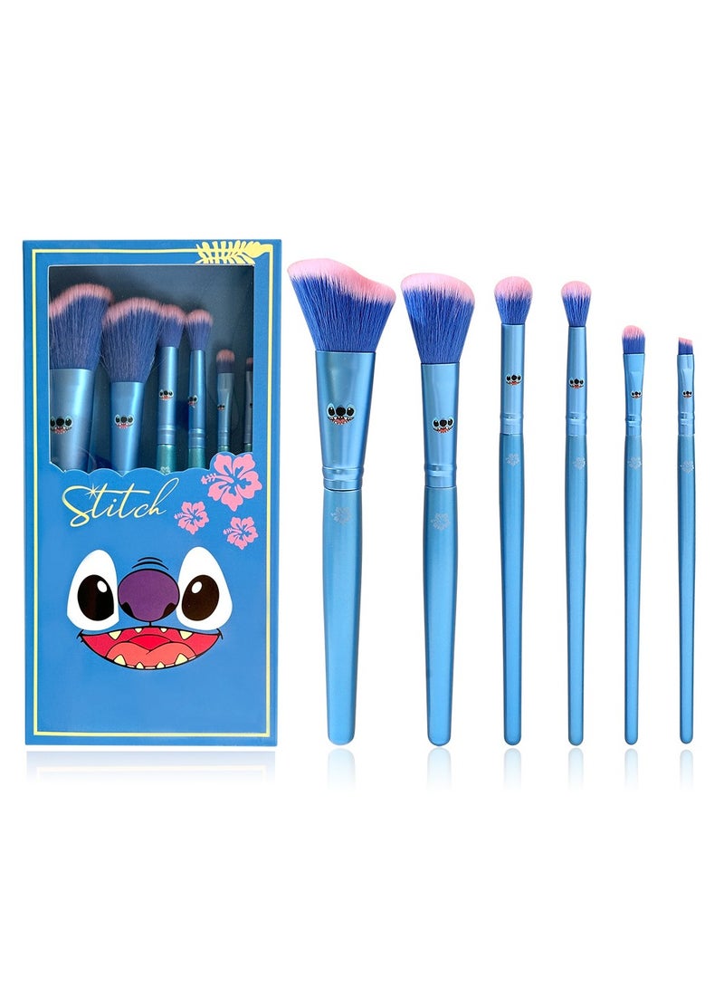 general Stitch Makeup Brush Set of 6, Creative Eyeshadow Brush Loose Powder Brush Brush Set, High Quality Synthetic Brush Set, the best gift for girls - Image 1