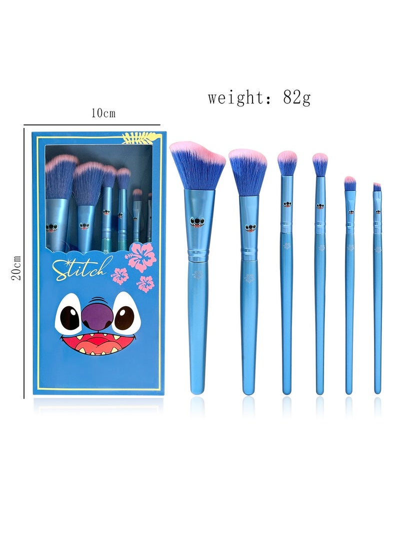 general Stitch Makeup Brush Set of 6, Creative Eyeshadow Brush Loose Powder Brush Brush Set, High Quality Synthetic Brush Set, the best gift for girls - Image 2