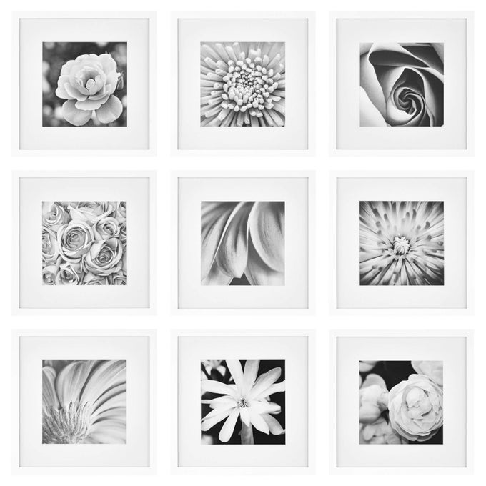 S 9PIECE SQUARE PHOTO FRAME STUNNING DISPLAY WITH FRAME WALL GALLERY KIT DECORATIVE ART PRINTS HANGING TEMPLATE EFFORTLESS STYLING SQUARE WALL MOUNT WHITE FRAME