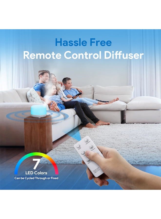 ASAKUKI 500ml Premium, Essential Oil Diffuser with Remote Control, 5 in 1 Ultrasonic Aromatherapy Fragrant Oil Humidifier Vaporizer, Timer and Auto-Off Safety Switch (White) - Image 5