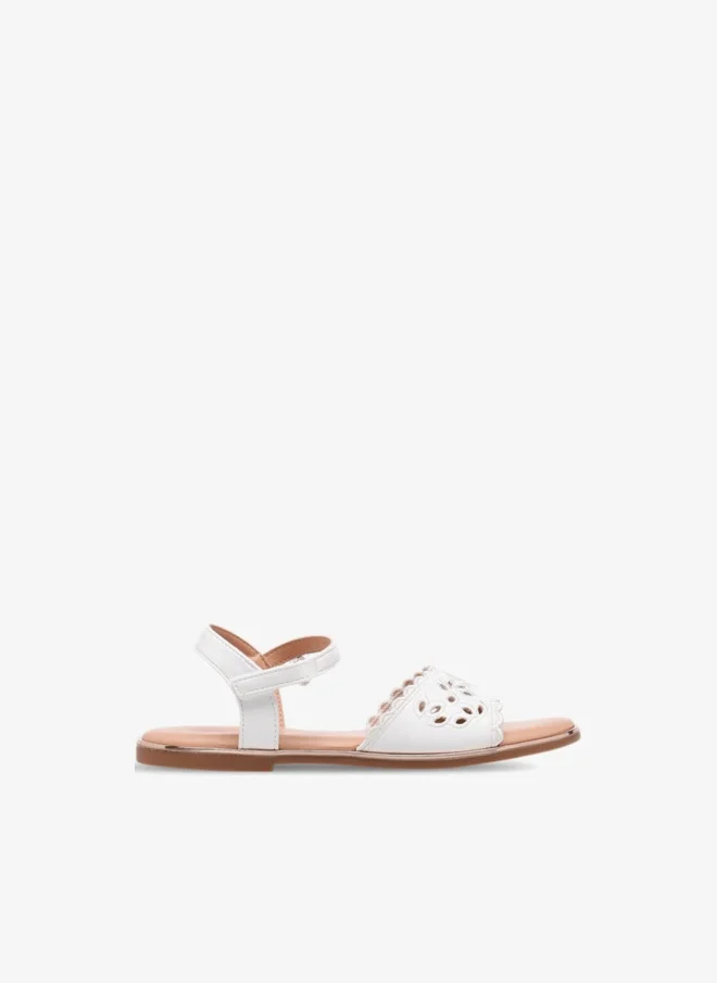 Cutout Detail Sandals with Hook and Loop Closure