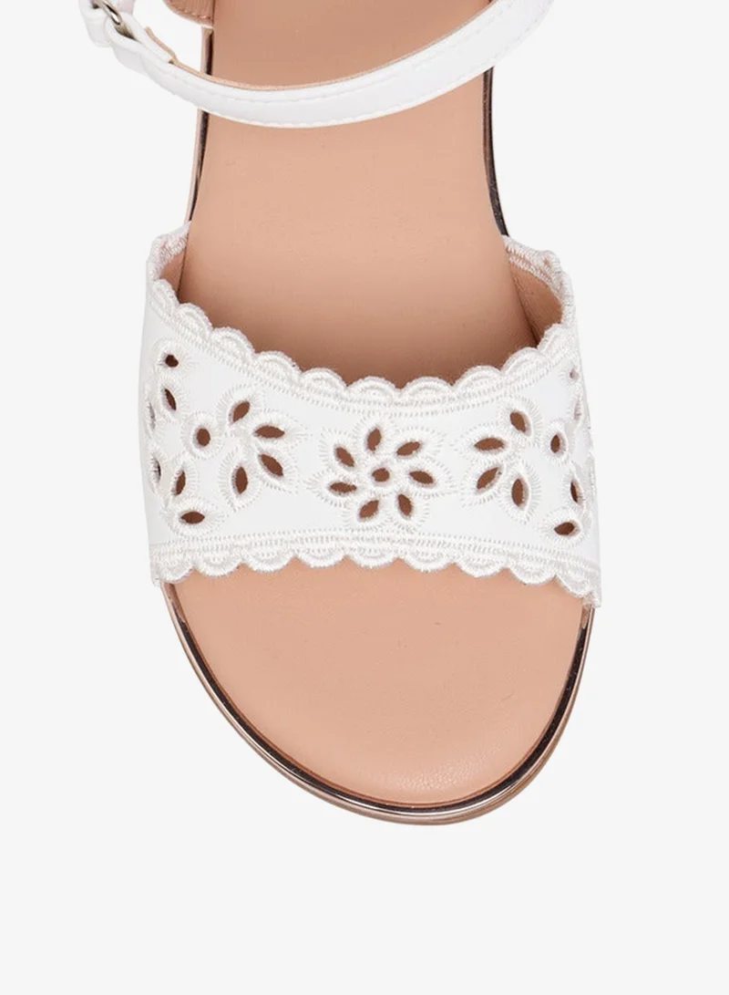 Little Missy WHITE Cutout Detail Sandals with Hook and Loop Closure for Women | Best Price UAE