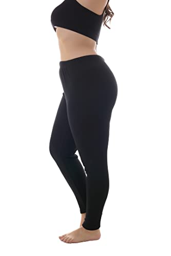 ZERDOCEAN Women's Plus Size 100% Cotton Fleece Lining Leggings Pant Black 2X - Image 1
