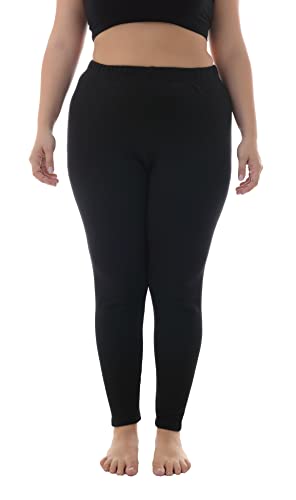 ZERDOCEAN Women's Plus Size 100% Cotton Fleece Lining Leggings Pant Black 2X - Image 3
