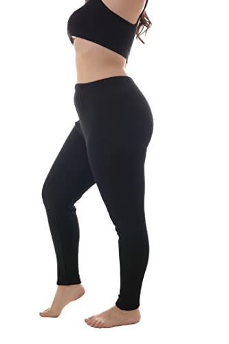 ZERDOCEAN Women's Plus Size 100% Cotton Fleece Lining Leggings Pant Black 2X - Image 5
