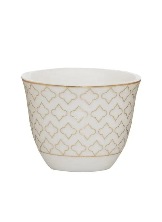 Alsaif Gallery 12 Pieces Set Of White Porcelain Coffee Cups With Gold Embossed  - Image 2