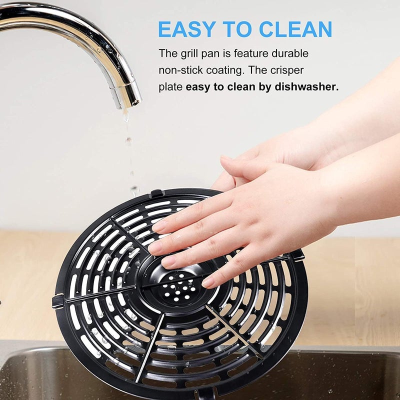 GWY Air Fryer Grill Pan for Power XL 5QT Air fryer, 8.7'' 5QT Round Non-Stick Replacement Tray Rack Parts Accessories Crisper Plate Grill Plate, Dishwasher Safe - Image 5