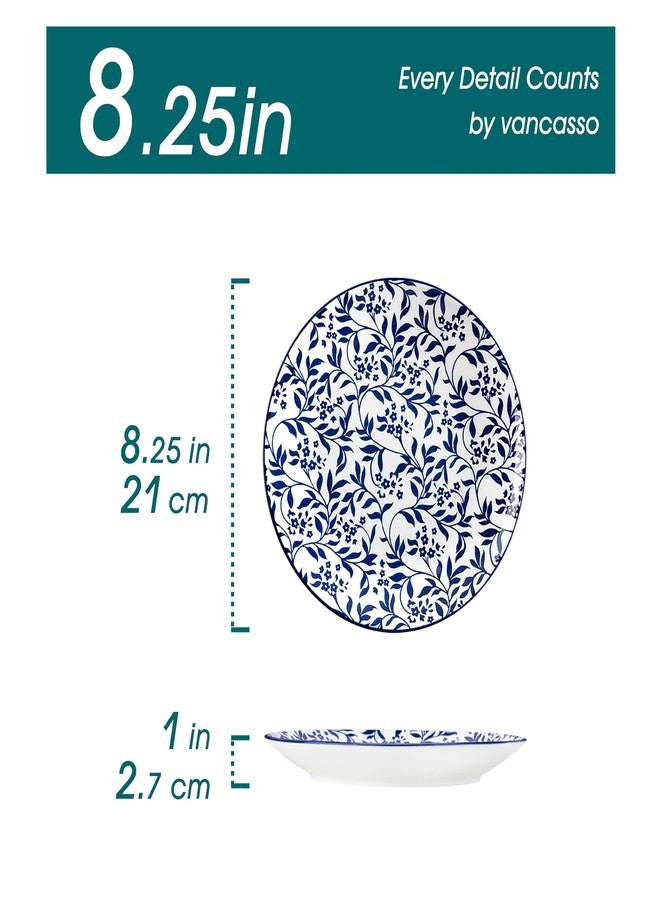 vancasso Ceramic Salad Plates Set of 6, Small Plates 8.25 Inch Plates Set of 6 for Kitchen, Porcelain Blue and White Dessert Plates for Kitchen, Microwave Oven Dishwasher Safe, Vintage Gift, Blue - Image 2