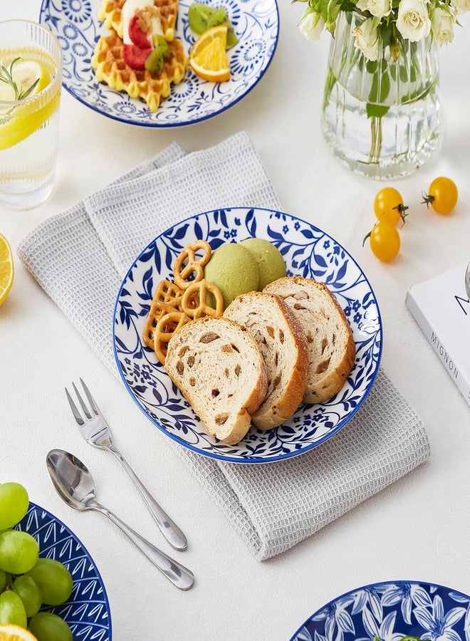 vancasso Ceramic Salad Plates Set of 6, Small Plates 8.25 Inch Plates Set of 6 for Kitchen, Porcelain Blue and White Dessert Plates for Kitchen, Microwave Oven Dishwasher Safe, Vintage Gift, Blue - Image 4