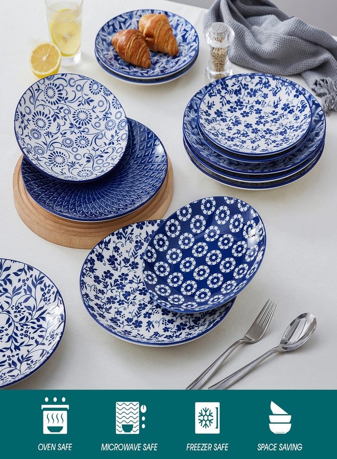 vancasso Ceramic Salad Plates Set of 6, Small Plates 8.25 Inch Plates Set of 6 for Kitchen, Porcelain Blue and White Dessert Plates for Kitchen, Microwave Oven Dishwasher Safe, Vintage Gift, Blue - Image 3