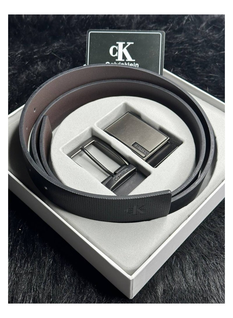 Calvin Klein Jeans Calvin Klein Men's Reversible Leather Belt Set with Interchangeable Buckles