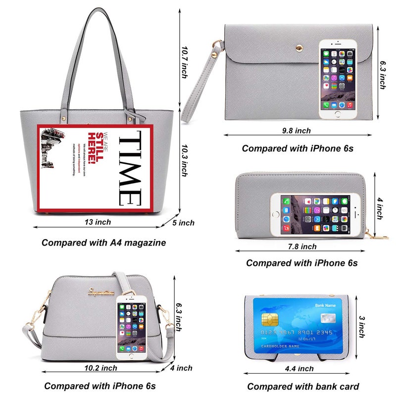 Soperwillton Handbags and Purses for Women Shoulder Tote Bags Top Handle Satchel Purse Set 5pcs - Image 4