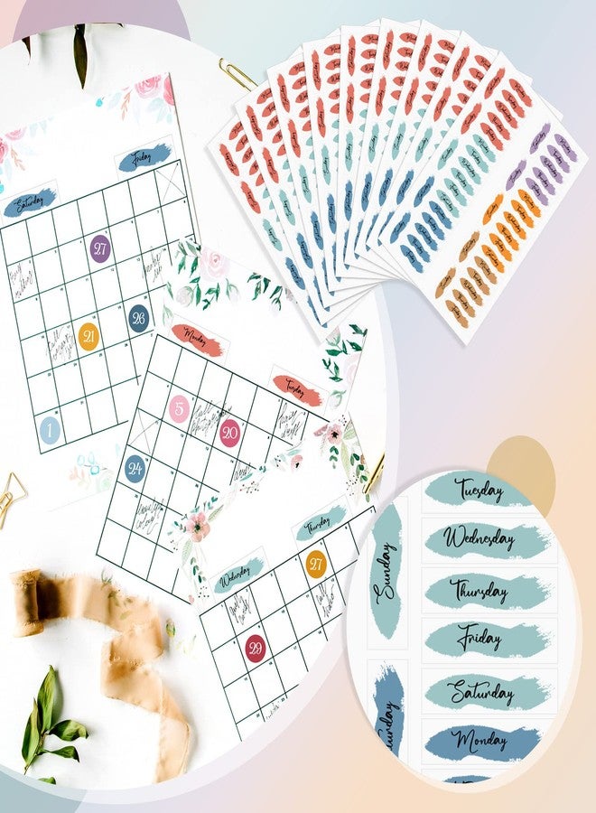 Fainne 21 Sheets Date Planner Stickers Bundle Foiled Date Dots Date Covers Planner Stickers Foiled Date Covers Day of The Week in Rainbow Colors for Journey (12 Months and 42 Weeks) - Image 2