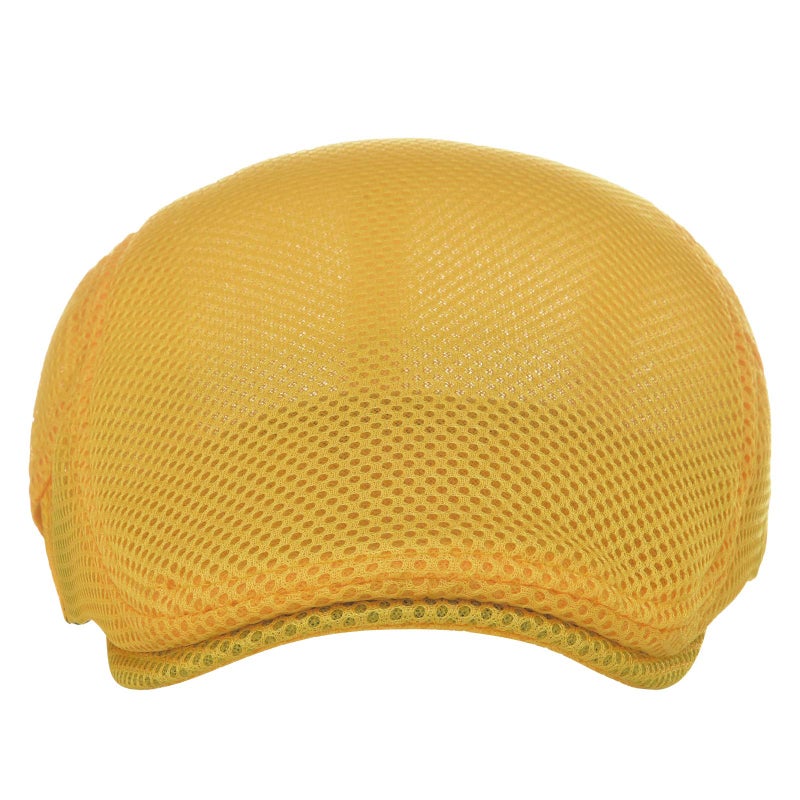 VOBOOM Men Breathable Mesh Summer Hat Adjustable Newsboy Beret Ivy Cabbie Flat Cap (Yellow) - Image 3