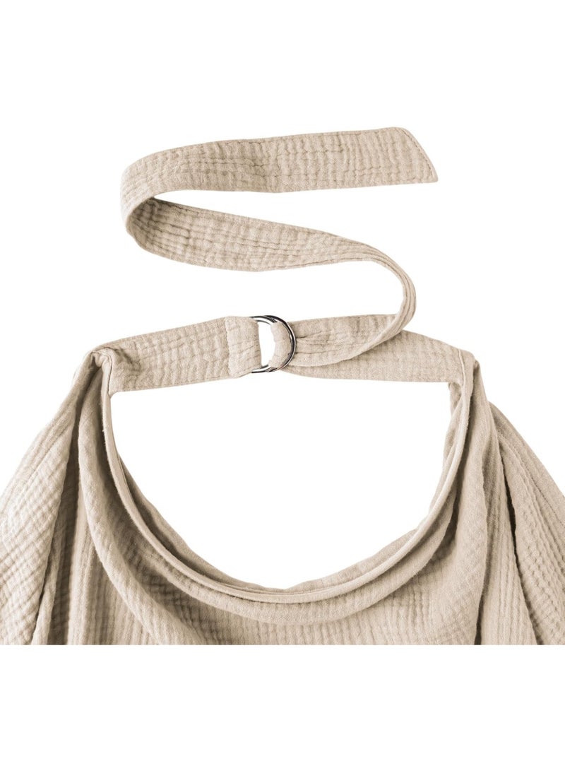 Muslin Nursing Cover for Baby Breastfeeding, Breathable 100% Cotton Breastfeeding Cover with Rigid Hoop for Mother Nursing Apron, Summer Wheat (BRJ07) - Image 4