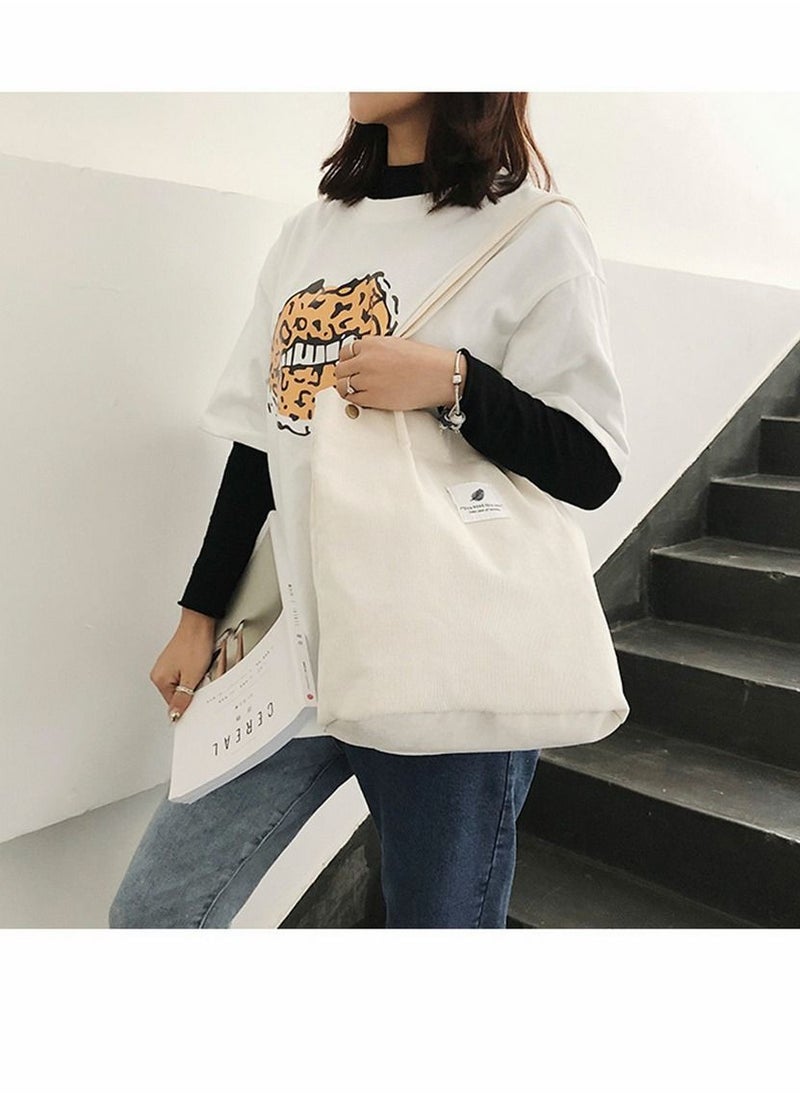 SYOSI Bags, Corduroy Tote Bag, for Women Girl Canvas Shoulder Cord Purse, Women's Storage Shoulder Bag, for Work Beach Lunch Travel School Shopping  - Image 3