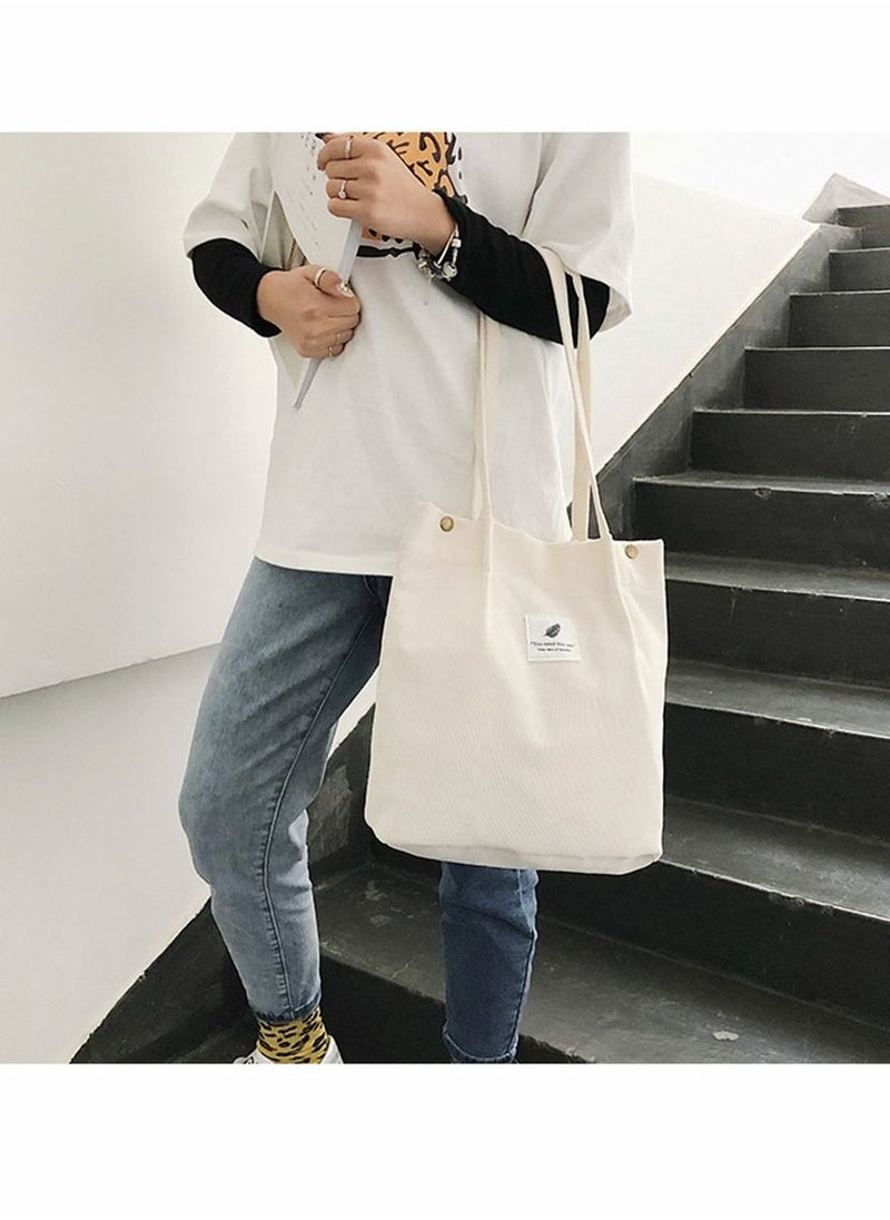 SYOSI Bags, Corduroy Tote Bag, for Women Girl Canvas Shoulder Cord Purse, Women's Storage Shoulder Bag, for Work Beach Lunch Travel School Shopping  - Image 2