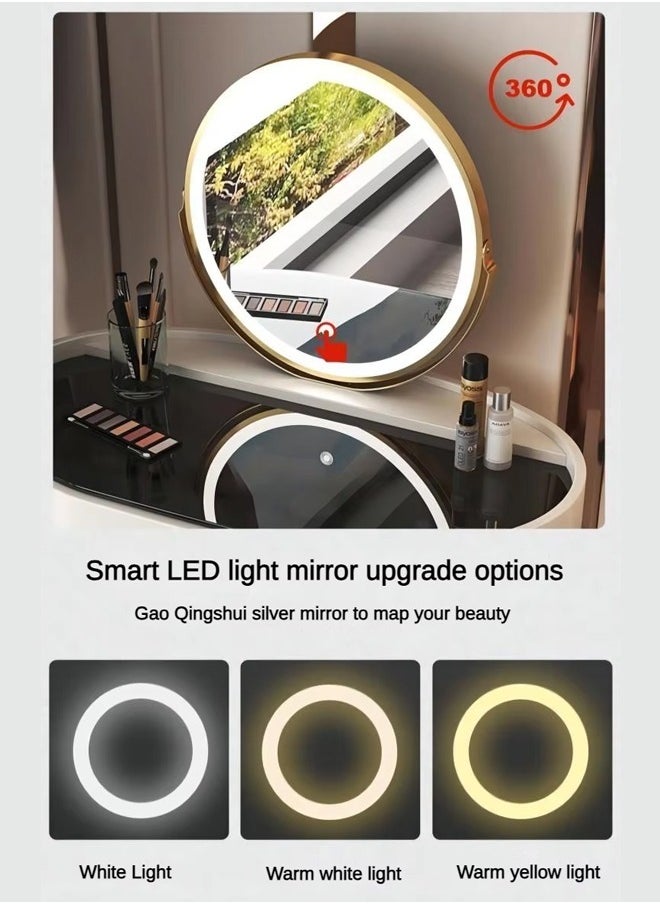 Set of 2 Modern Luxury Dressing Table with Tempered Glass Top, Rotatable Tri-Color LED Vanity Mirror, 4 Spacious Drawers, and Soft-Cushioned Stool – Fully Assembled Elegant Vanity Dresser - pzsku/Z2E1798ADC021C696DADCZ/45/_/1735229782/3dfb5f34-3a04-4c20-bd8c-9d66ab8ccb1b