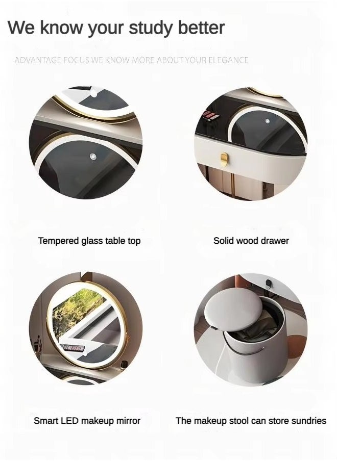 Set of 2 Modern Luxury Dressing Table with Tempered Glass Top, Rotatable Tri-Color LED Vanity Mirror, 4 Spacious Drawers, and Soft-Cushioned Stool – Fully Assembled Elegant Vanity Dresser - pzsku/Z2E1798ADC021C696DADCZ/45/_/1735229792/5054011e-f2af-4882-90a4-0d8cdddba9a5