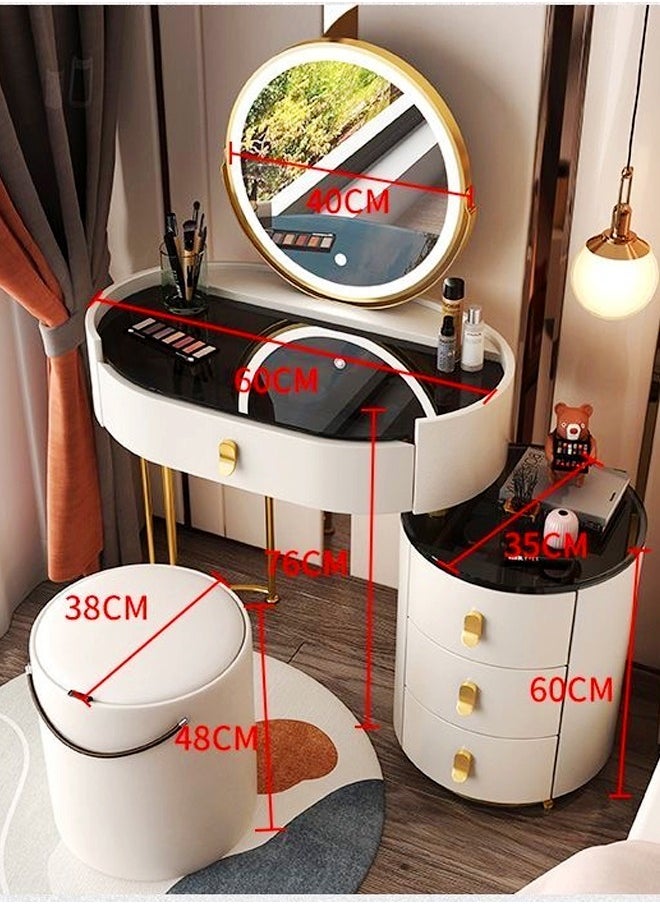 Set of 2 Modern Luxury Dressing Table with Tempered Glass Top, Rotatable Tri-Color LED Vanity Mirror, 4 Spacious Drawers, and Soft-Cushioned Stool – Fully Assembled Elegant Vanity Dresser - pzsku/Z2E1798ADC021C696DADCZ/45/_/1735229812/1d6b4509-06e6-4b5b-8912-d7ad136f74ff