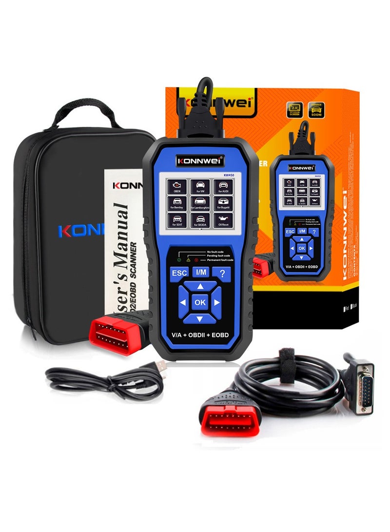 Konnwei OBDII Scanner Code Reader Engine Fault Reader Erase/Reset Fault Codes Diagnostic Scanner Replacement for VW Audi Skoda(German Ver) - Image 1