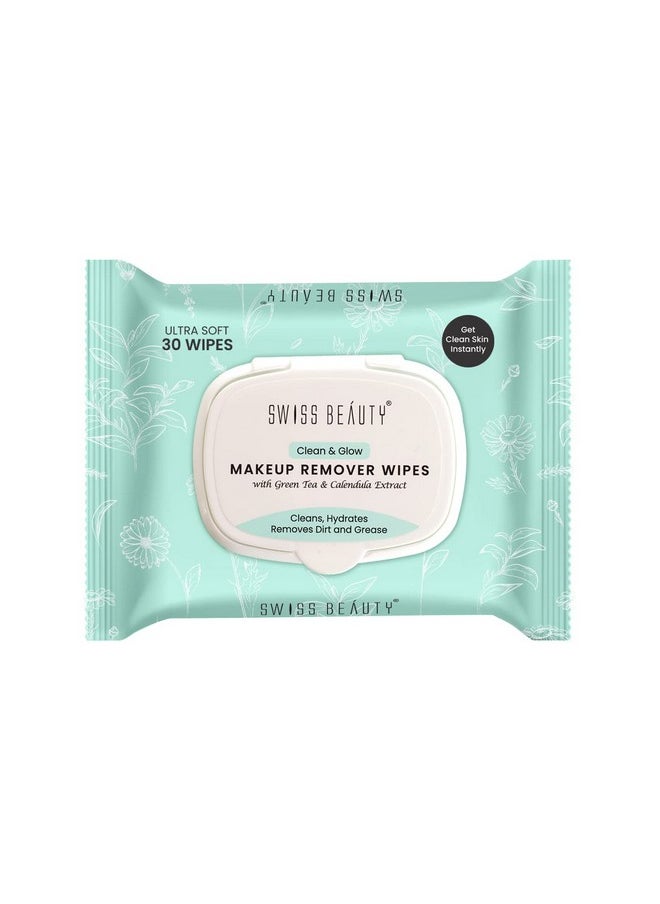 Swiss Beauty - Clean & Glow Makeup Remover Wipes | With Green Tea And Calendula Extracts| Cleansing And Hydrating Facial Wipes| 30 Wipes - Image 1