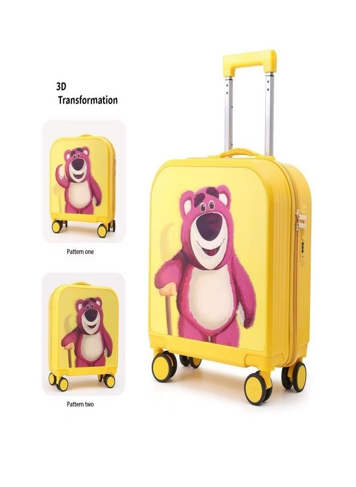 Kids Luggage, 20" Carry on Suitcase with Universal wheels and 3D Transform Pattern Sticker , Travel Luggage, Lightweight Carry On Luggage, Trolley Luggage for Children Toddlers（Vertical）  - Image 1