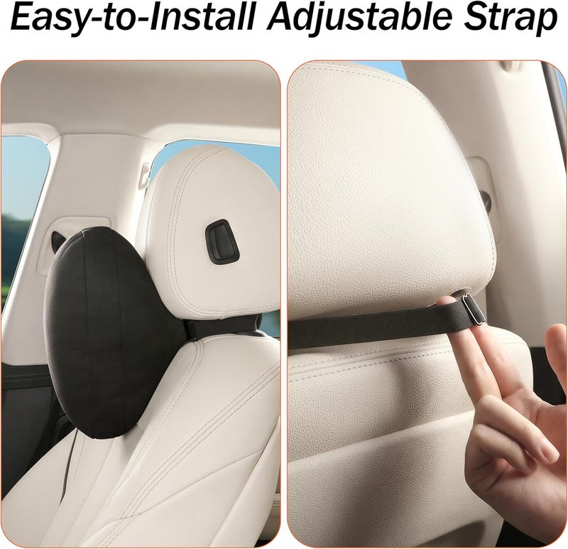 POKSRI car headrest Pillow Neck Head Rest for Driving seat,2 pcs Universal fit Support Vehicle Front Rear Cushion Seats,Breathable, Travel Lying Pillows (Black Color) - Image 3