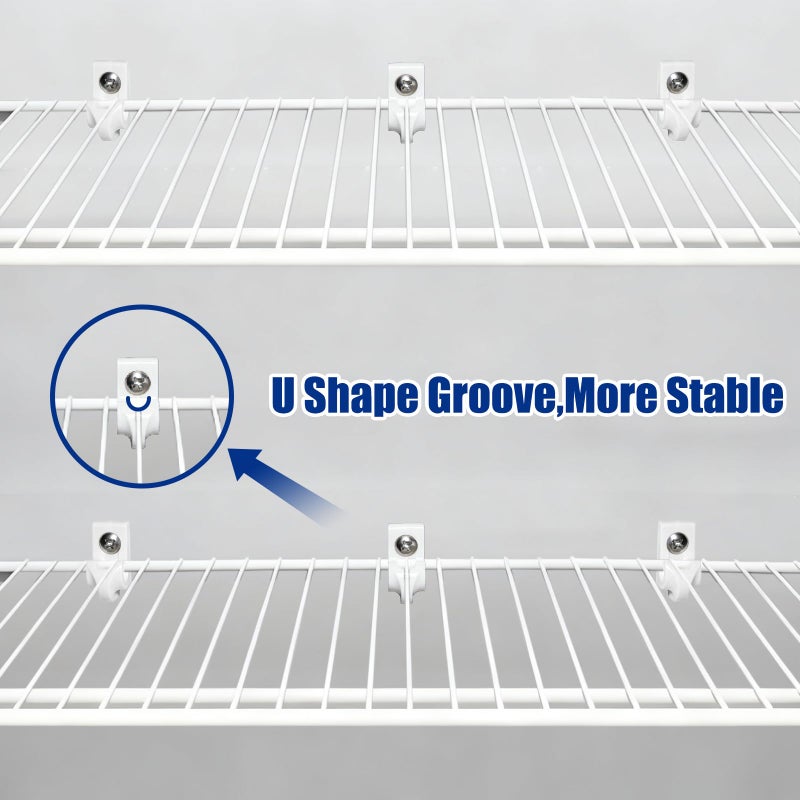 LordandLand 12 Pack White Down Wall Clip Closet Shelves Clips Wire Shelf Loop Clips Plastic Heavy Duty Wire Shelf Brackets Included Clips Screws and Expansion Tubes for Wire Closet Shelving - Image 4
