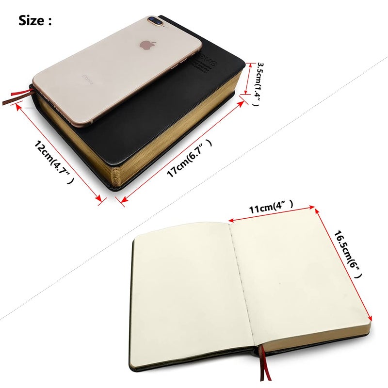 WEI LONG Thick Leather Journal Notebook Blank Premium Papers Writing Notebook with Golden Rim 440 Pages(220 Sheets) Travel Diary Ideal Gift for Anniversary Birthday Mothers Day (Black) - Image 5