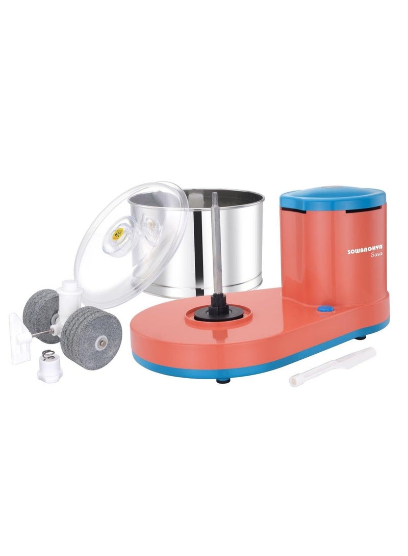 Sowbaghya Sara 2Liters Table Top Wet Grinder with Coconut Scrapper & Atta Kneader (Orange, Electric) | Heavy Duty Motor | Ideal for Your Kitchen - Image 3