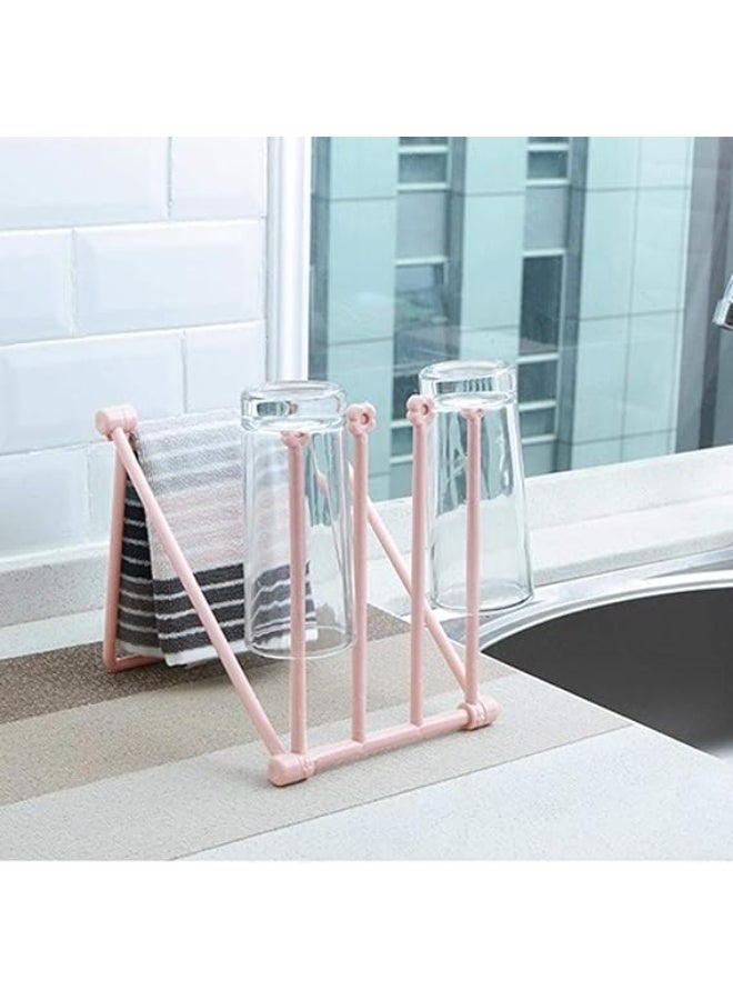 حامل أكواب ومناشف قابل للطي، حامل مناشف للمطبخ والحمام، حامل قابل للطي يوفر المساحة قطعتين - Image 2