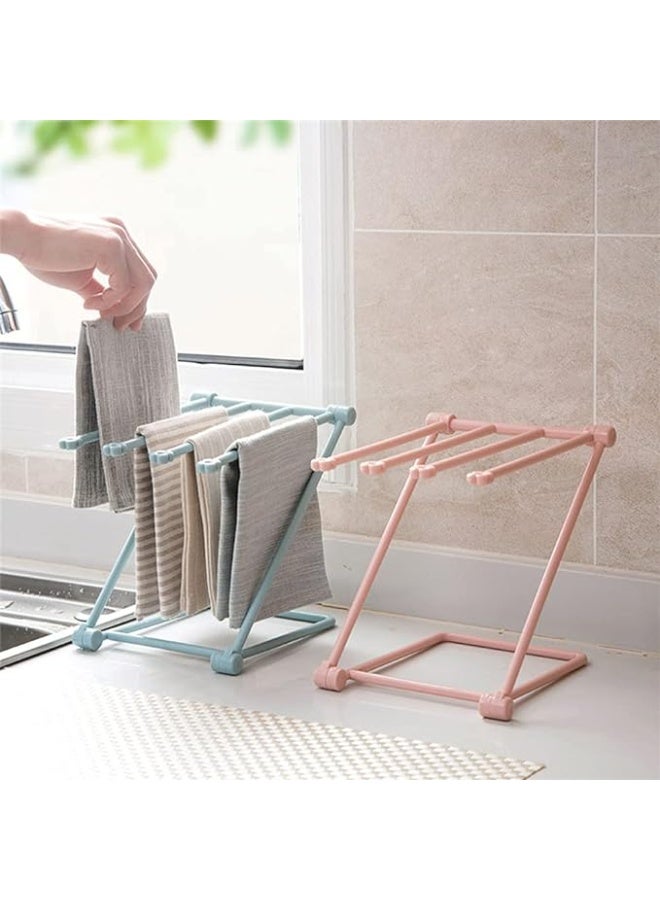 حامل أكواب ومناشف قابل للطي، حامل مناشف للمطبخ والحمام، حامل قابل للطي يوفر المساحة قطعتين - Image 4