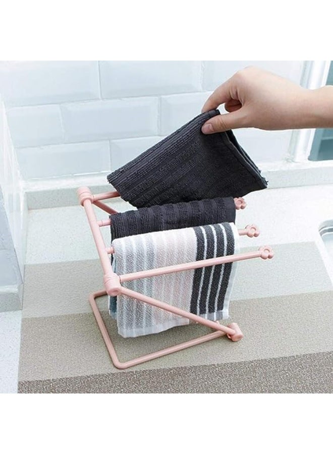 حامل أكواب ومناشف قابل للطي، حامل مناشف للمطبخ والحمام، حامل قابل للطي يوفر المساحة قطعتين - Image 1