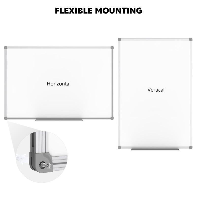 Lockways White Board Dry Erase Board 48 x 36 Inch, Magnetic Whiteboard 4 x 3, Silver Aluminium Frame, Set Including 1 Detachable Aluminum Marker Tray, 3 Dry Erase Markers, 8 Magnets - Image 3