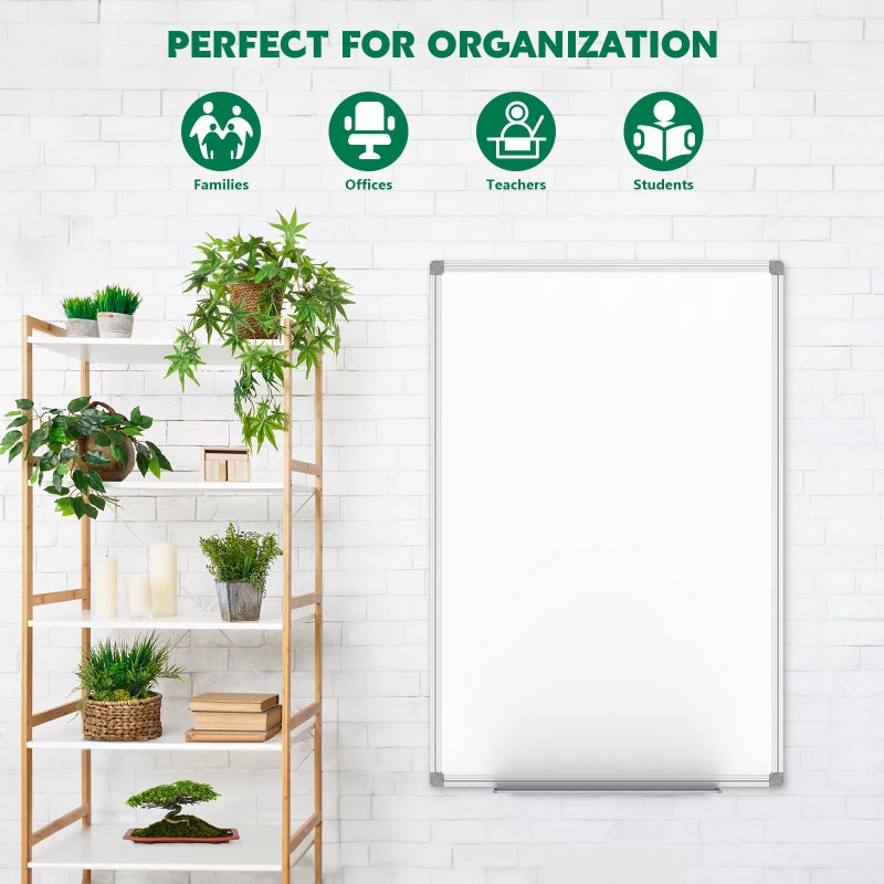 Lockways White Board Dry Erase Board 48 x 36 Inch, Magnetic Whiteboard 4 x 3, Silver Aluminium Frame, Set Including 1 Detachable Aluminum Marker Tray, 3 Dry Erase Markers, 8 Magnets - Image 4