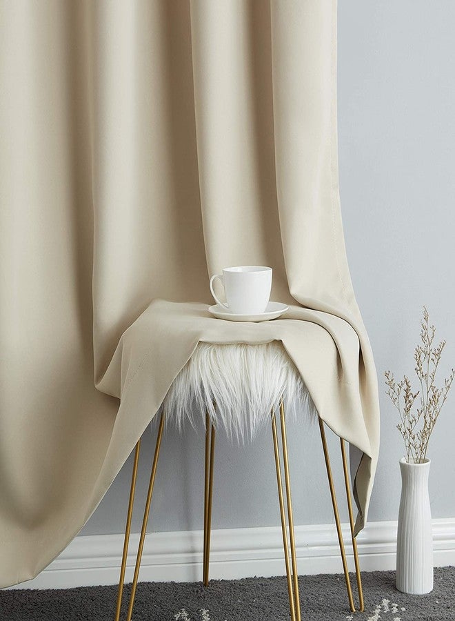 BFAM Store Thermal Insulated 100% Blackout Curtains for Bedroom with White Liner, Double Layer Full Room Darkening Noise Reducing Curtain 2 Pc (Beige, 7 Ft Long), Opaque - Image 3