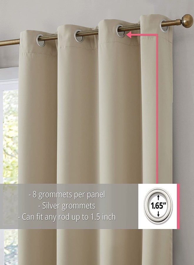 BFAM Store Thermal Insulated 100% Blackout Curtains for Bedroom with White Liner, Double Layer Full Room Darkening Noise Reducing Curtain 2 Pc (Beige, 7 Ft Long), Opaque - Image 2