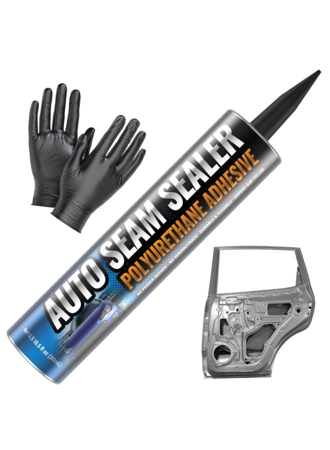 FORTIVO Professional Automotive Seam Sealer, Paintable Quick-Set Polyurethane Auto Body Seam Sealer for Metal Surfaces of Cars, Trucks, Etc, Includes Gloves & Tip - White RV Roof Sealant  - Image 2