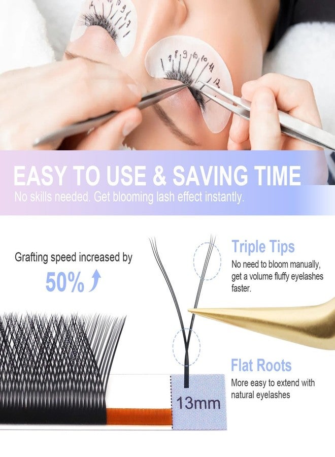 NAGARAKU 3 Tips Triple YYY Eyelash Extensions Supplies 0.07mm Thickness 8-12mm Mix Length LU Curl Premade Fans 6D Russian Volume Y Shape Black 12 Rows Cluster Pre Fanned Eye Lashes - Image 3