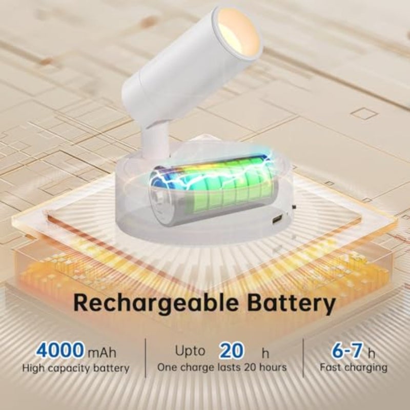 Wireless Spot lights Indoor: Rechargeable Dimmable with Remote and Timer - 360° Rotatable Indoor Lights for Artwork Plants and Wall Light - Image 3