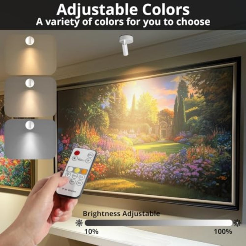 Wireless Spot lights Indoor: Rechargeable Dimmable with Remote and Timer - 360° Rotatable Indoor Lights for Artwork Plants and Wall Light - Image 5