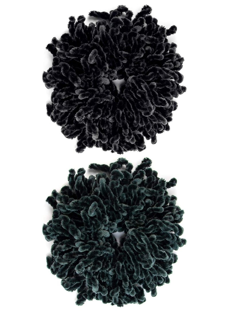 STAR BEJA AUEAR 2 Pcs Volumising Scrunchie Hijab Volumizer Khaleeji Hair Headwear Black & Gray - Image 1
